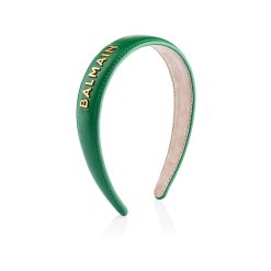 BALMAIN HAIR ādas matu stīpiņa / Leather Headband Green & Gold FW22