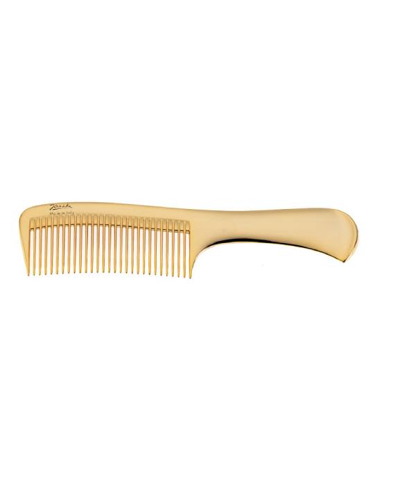 JANEKE Zelta plata zobu ķemme ar rokturi / Golden Wide-teeth haircomb with handle